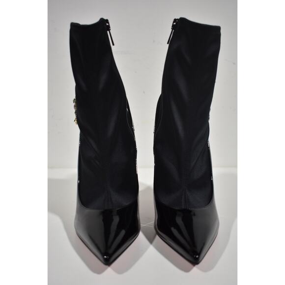 Christian Louboutin Jessie Booty Joli 100 Black Patent Satin Ankle Heel Boot 38 - Picture 6 of 12